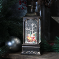 Новогодний светодиодный фонарь Дед Мороз на санях, 4 стекла