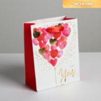 Пакет подарочный ламинированный вертикальный «I love you»