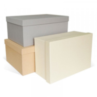 Коробка тисненая бумага РОГОЖКА песочный микс (песочно-бежевая/светло-серая/слоновая кость), прямоугольник