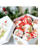 Новогодний набор Елочных шаров Merry Christmas с Дедом Морозом и Оленем белый